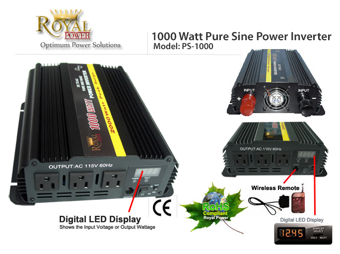 BRAND NEW PURE SINE WAVE POWER INVERTER 1000/2000 WATT 12V DC TO 120V AC! 
