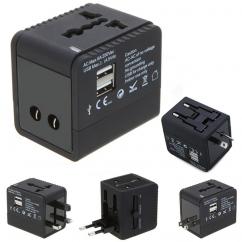 Universal World Travel Adapter Converter With Dual USB Charger AU/UK/US/EU Plug