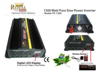 Pure Sine 1500 Watt Power Inverter 12 Volt DC to 120V AC