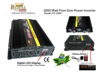 Pure Sine 2000 Watt Power Inverters 12 Volt DC to 120V AC